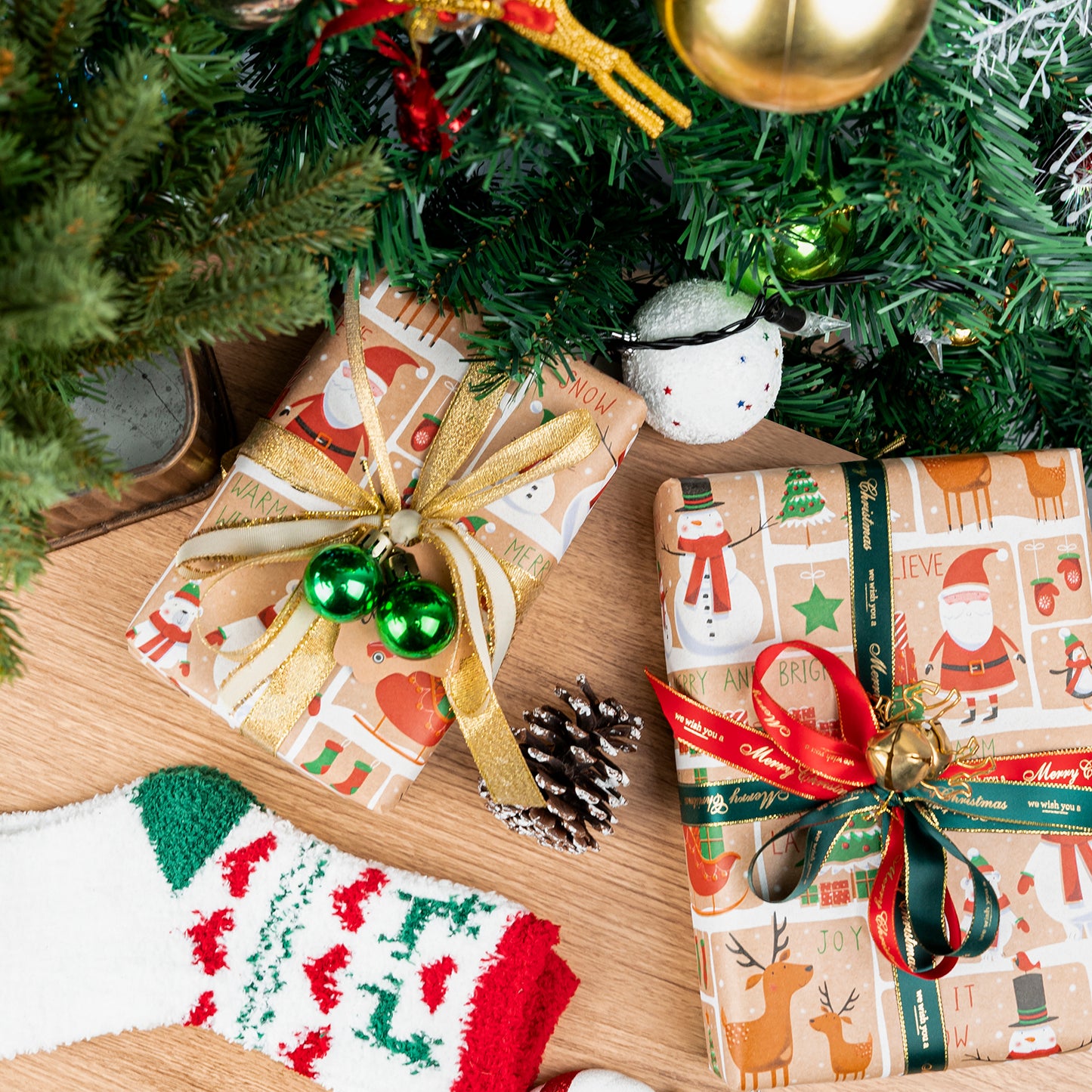 Xmas Wishes Christmas Kraft Wrapping Paper Roll RUSPEPA Wholesale Ream