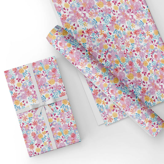 Warm Colored Bloom Flat Wrapping Paper Sheet Wholesale Wraphaholic