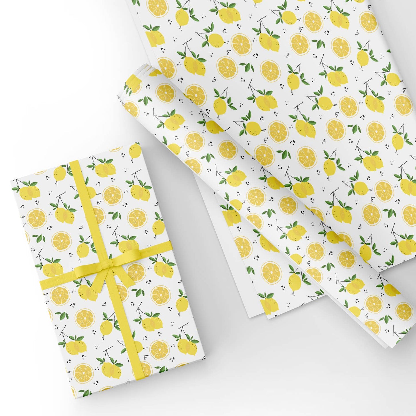 Summer Lemon Flat Wrapping Paper Sheet Wholesale Wraphaholic