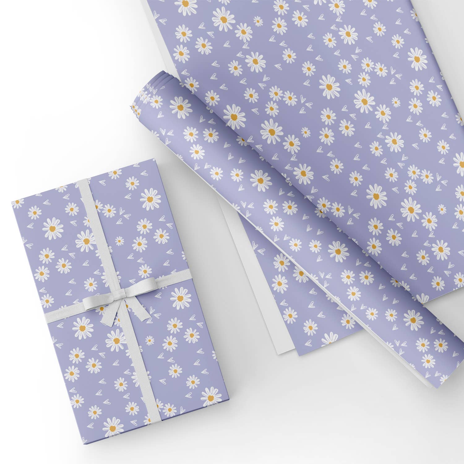 Lavender Lilac Daisy Flat Wrapping Paper Sheet Wholesale Wraphaholic