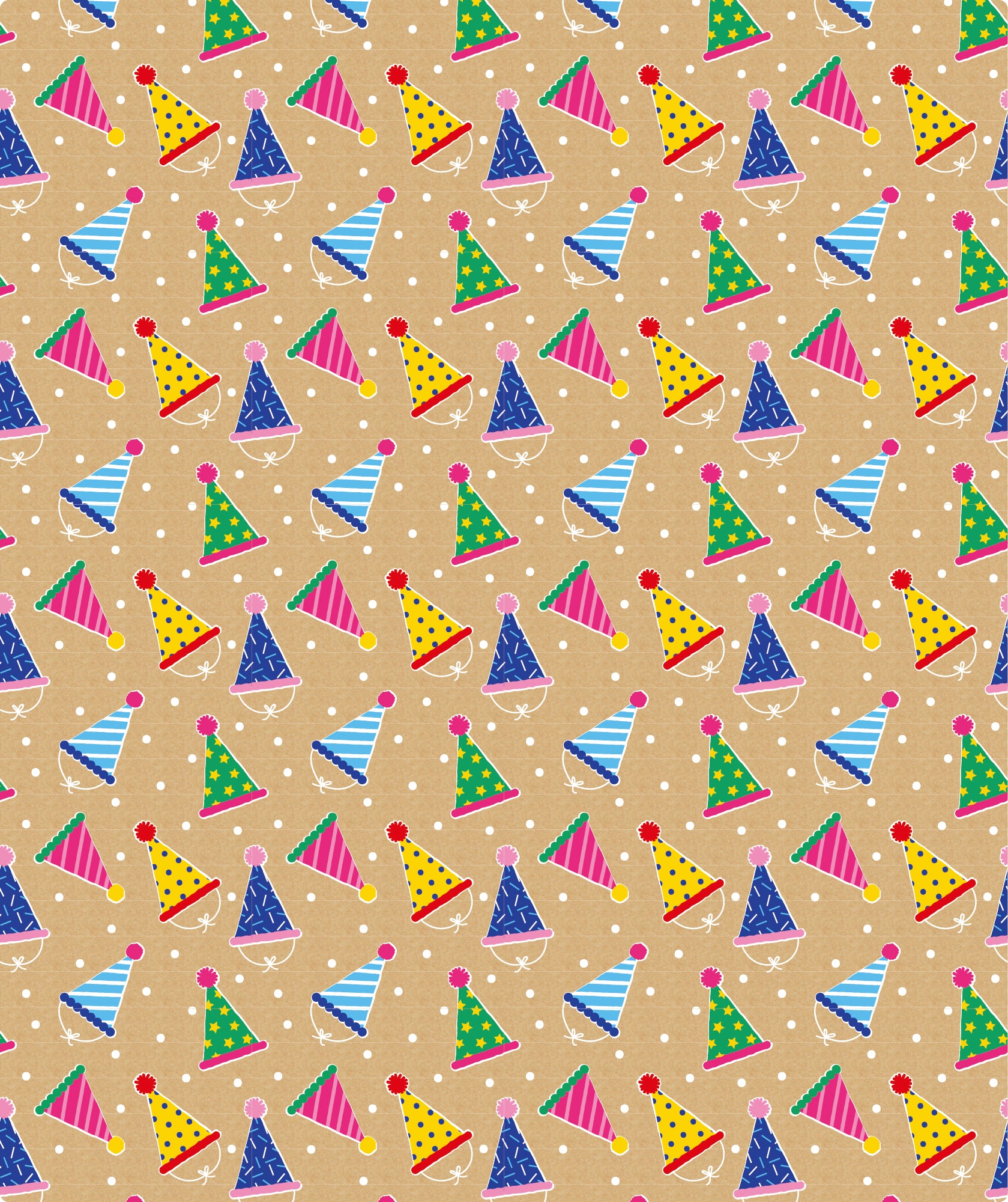 Birthday Hats Eco-friendly Kraft Wrapping Paper with Cut Line Recycled RUSPEPA