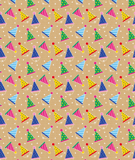 Birthday Hats Eco-friendly Kraft Wrapping Paper with Cut Line Recycled RUSPEPA