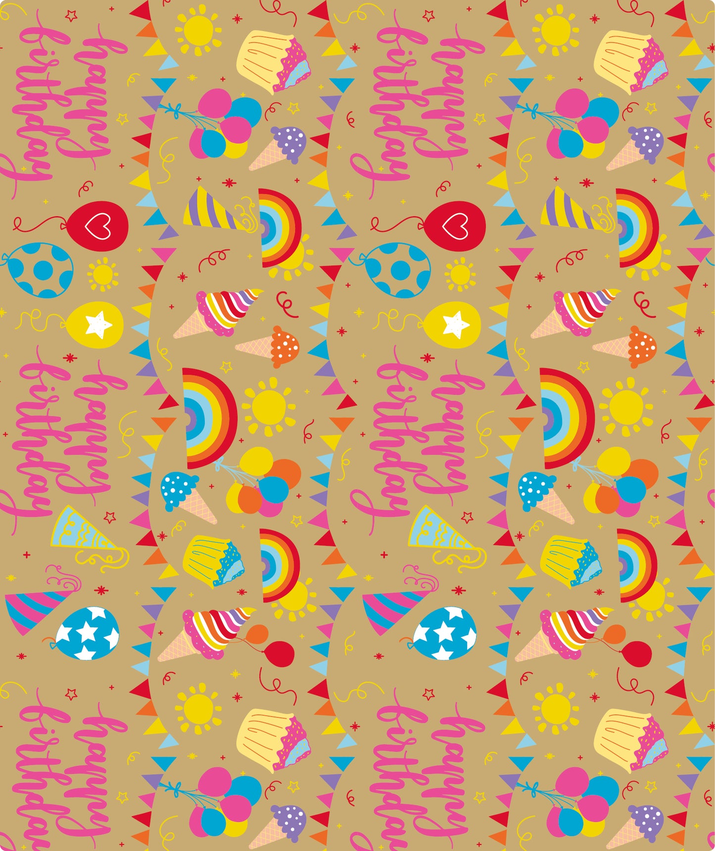 Birthday Party Kraft Wrapping Paper Recycled RUSPEPA