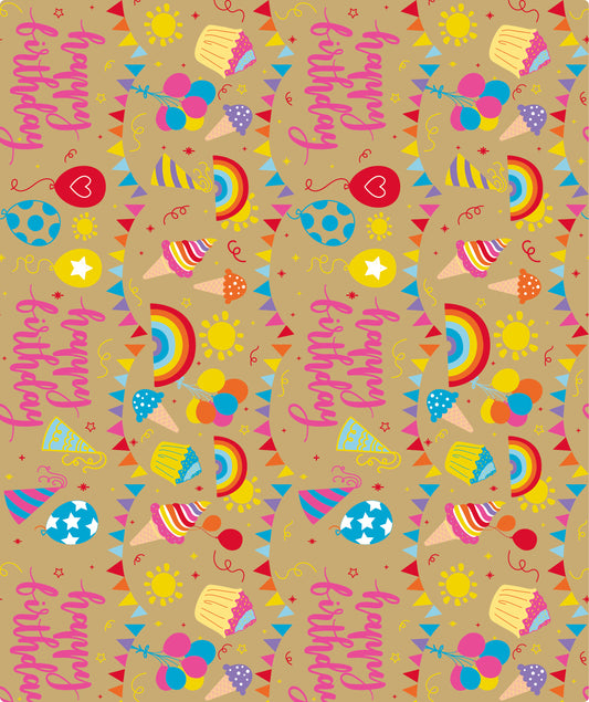 Birthday Party Kraft Wrapping Paper Recycled RUSPEPA