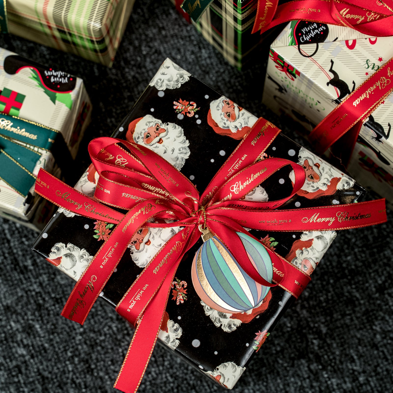 Black Christmas Santa Wrapping Paper Roll Wholesale Wrapholic