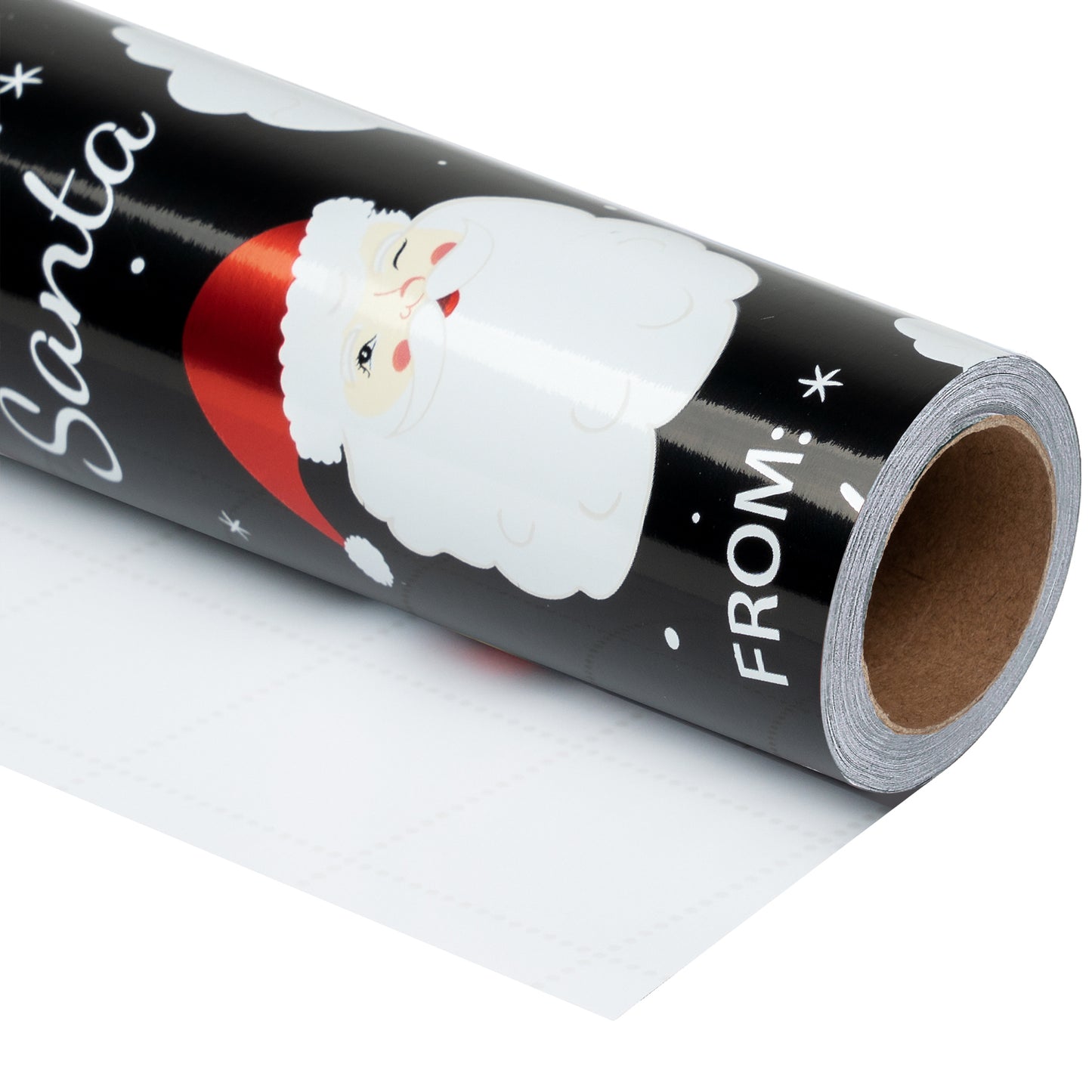 Black Winking Santa Foil Wrapping Paper Roll Wholesale Wrapholic