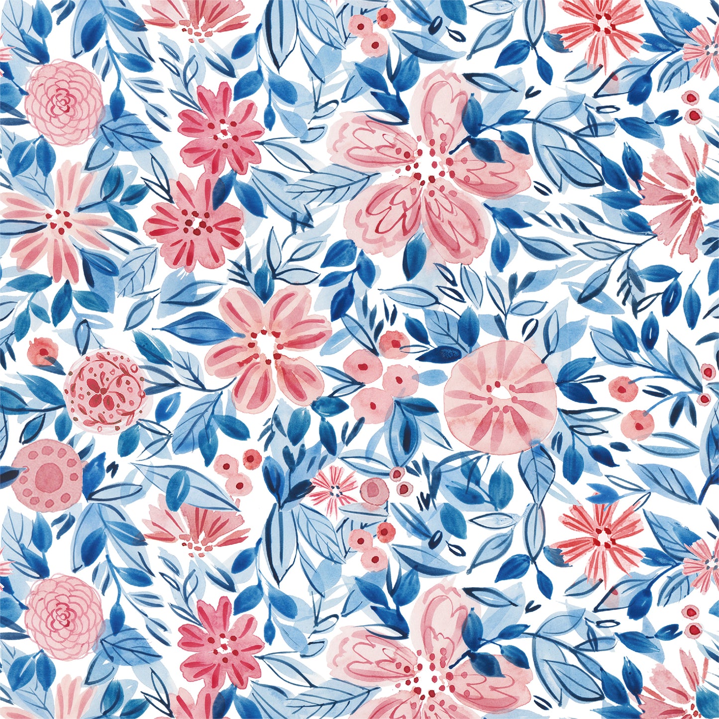 Blue Floral Flat Wrapping Paper Sheet Wholesale Wraphaholic