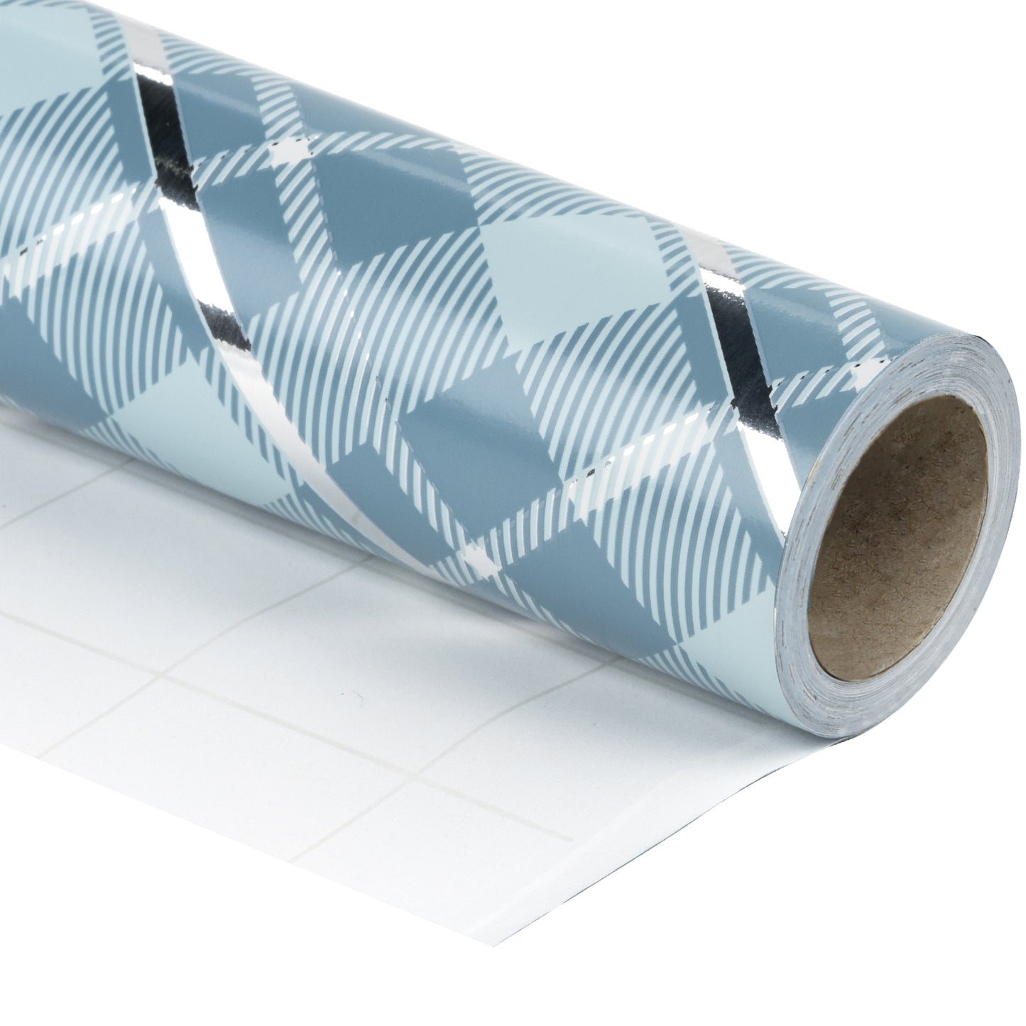 Blue Grid Foil Wrapping Paper Roll Wholesale Wrapholic
