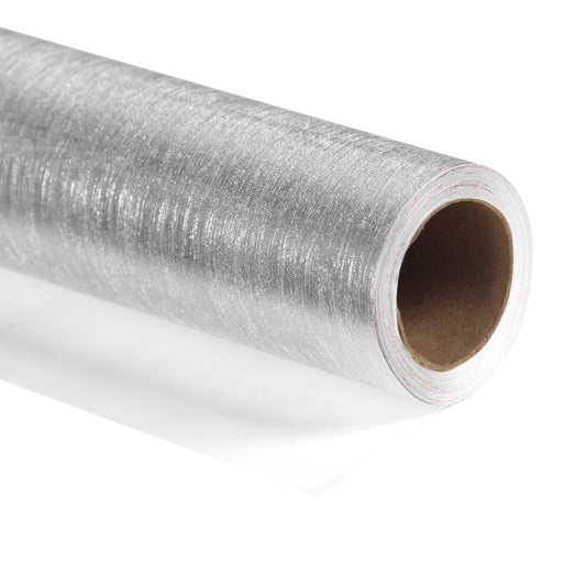 Brushed Aluminum Texture Metallic Wrapping Paper Roll Silver Ream Wholesale Wraphaholic