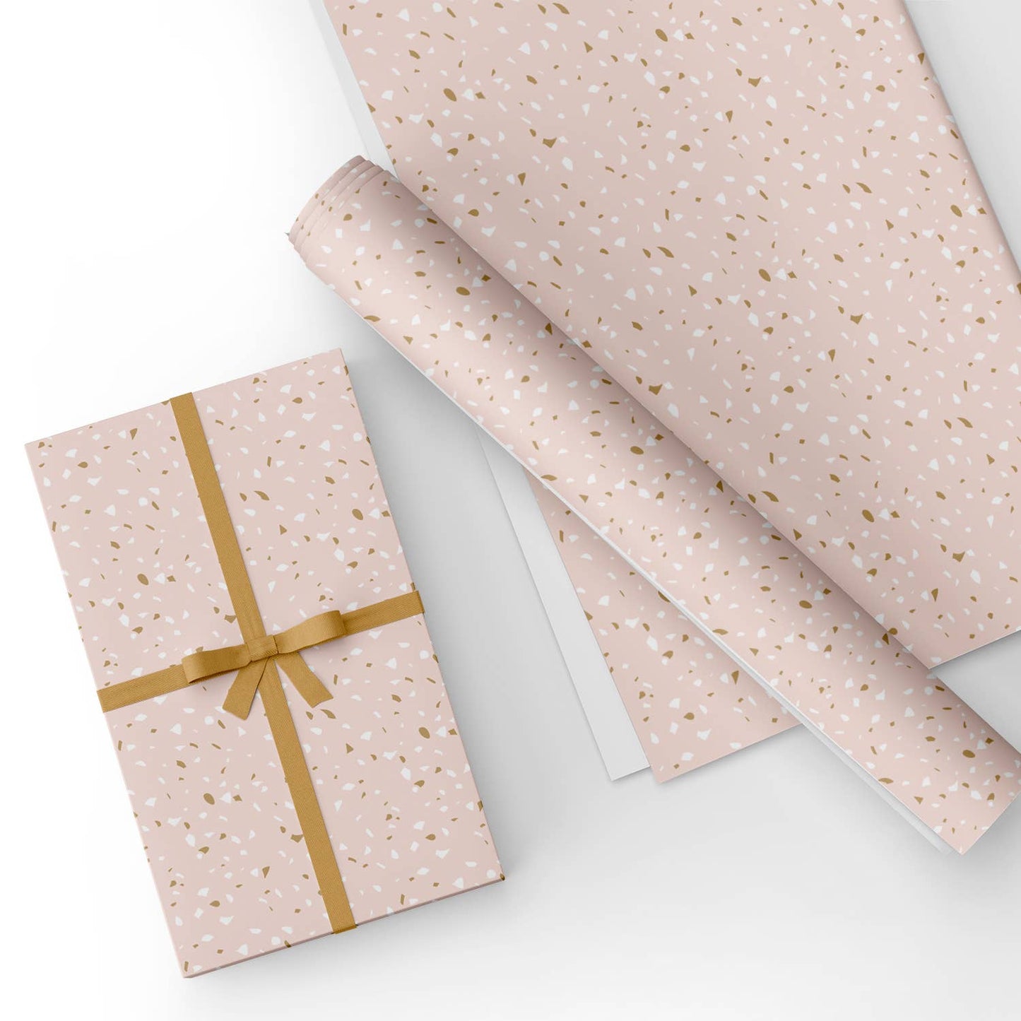 Pink Terrazo Flat Wrapping Paper Sheet Wholesale Wraphaholic