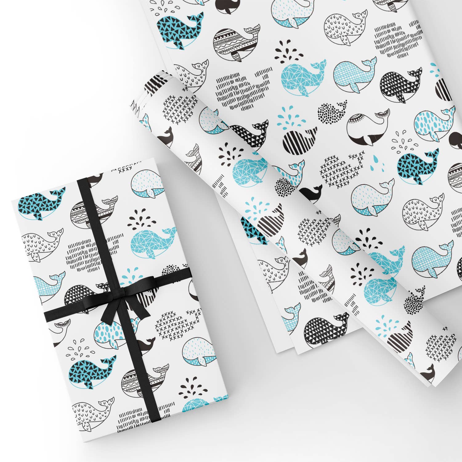 Whale Flat Wrapping Paper Sheet Wholesale Wraphaholic