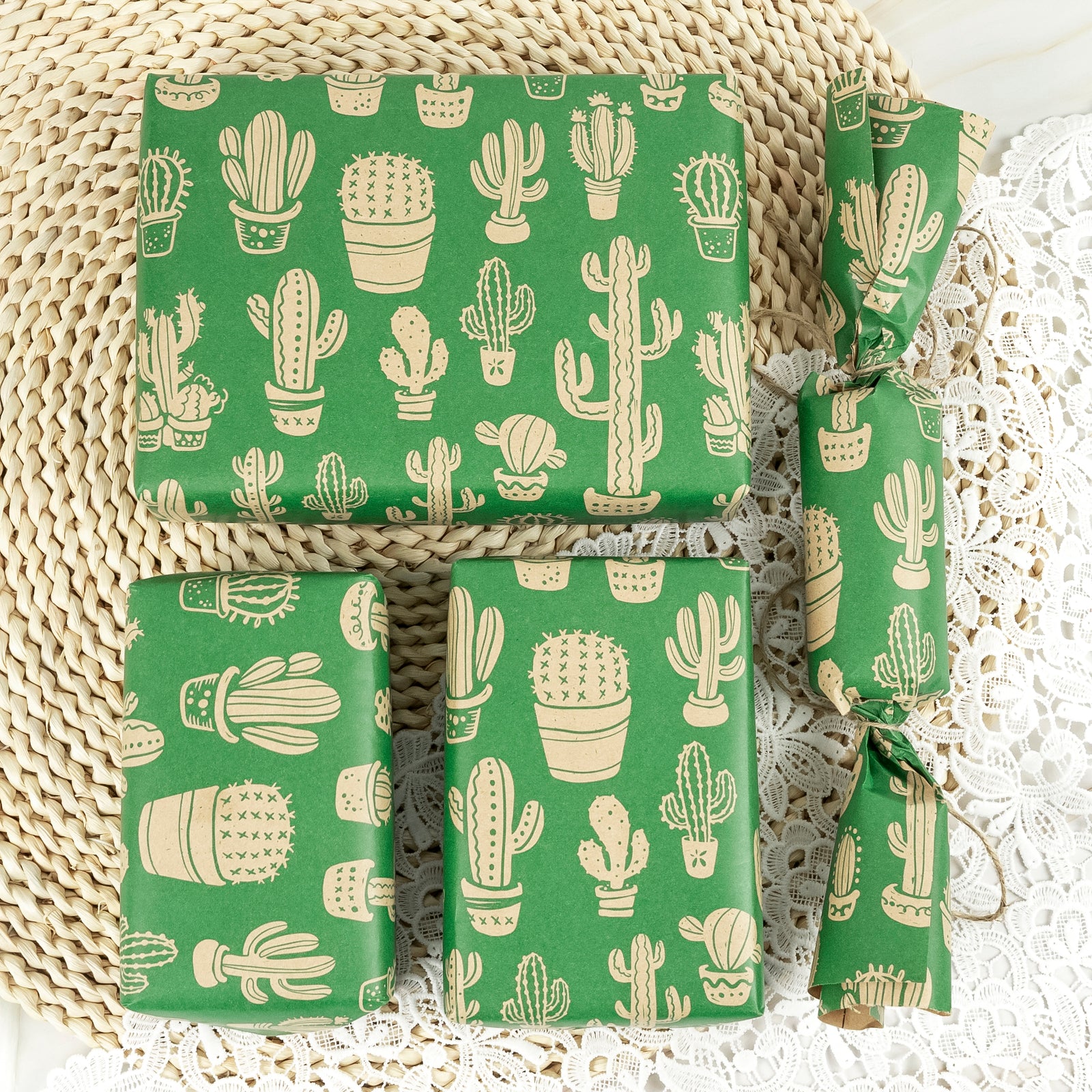 Cactus Green Eco-Friendly Wrapping Paper Recycled RUSPEPA