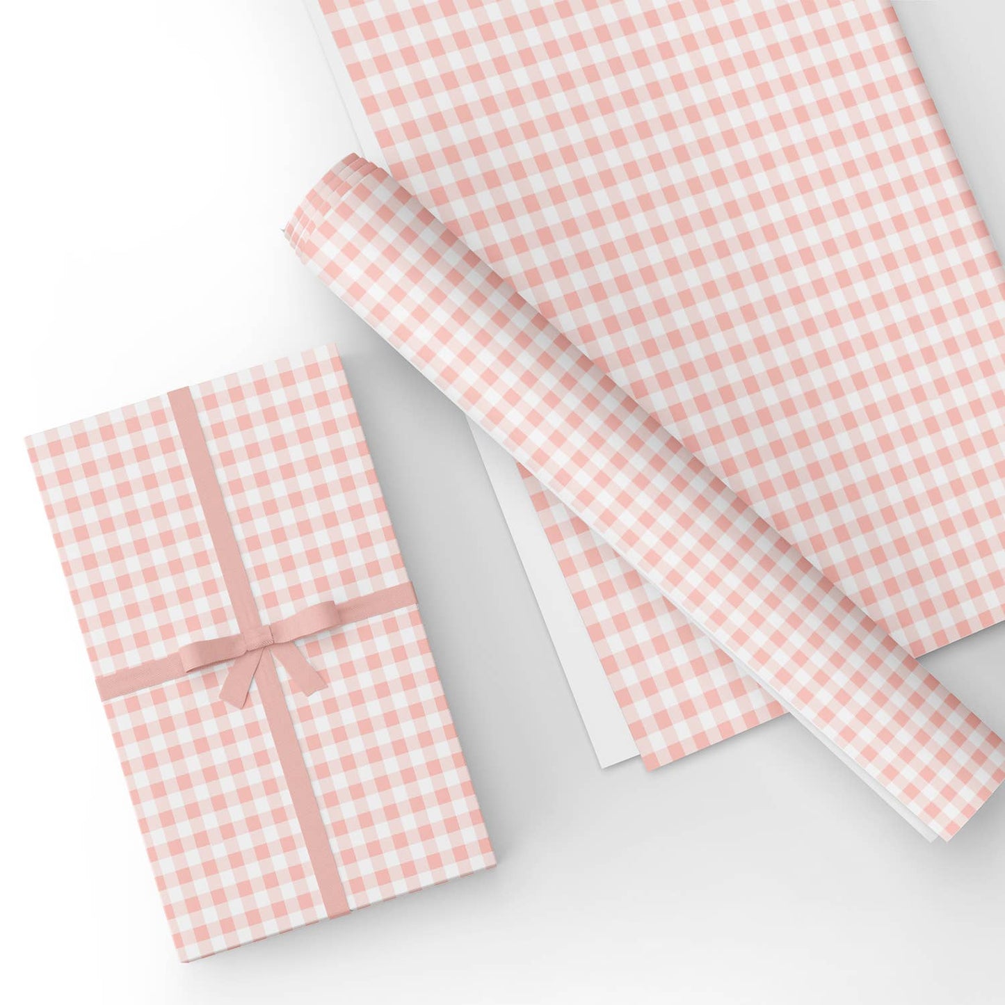 Pink Buffalo Grid Flat Wrapping Paper Sheet Wholesale Wraphaholic