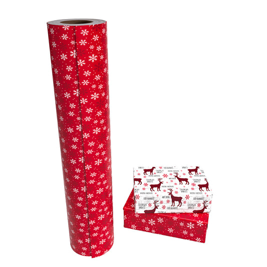 Christmas Farm Wrapping Paper Roll with Plum Deer on Reverse Wholesale Wrapholic