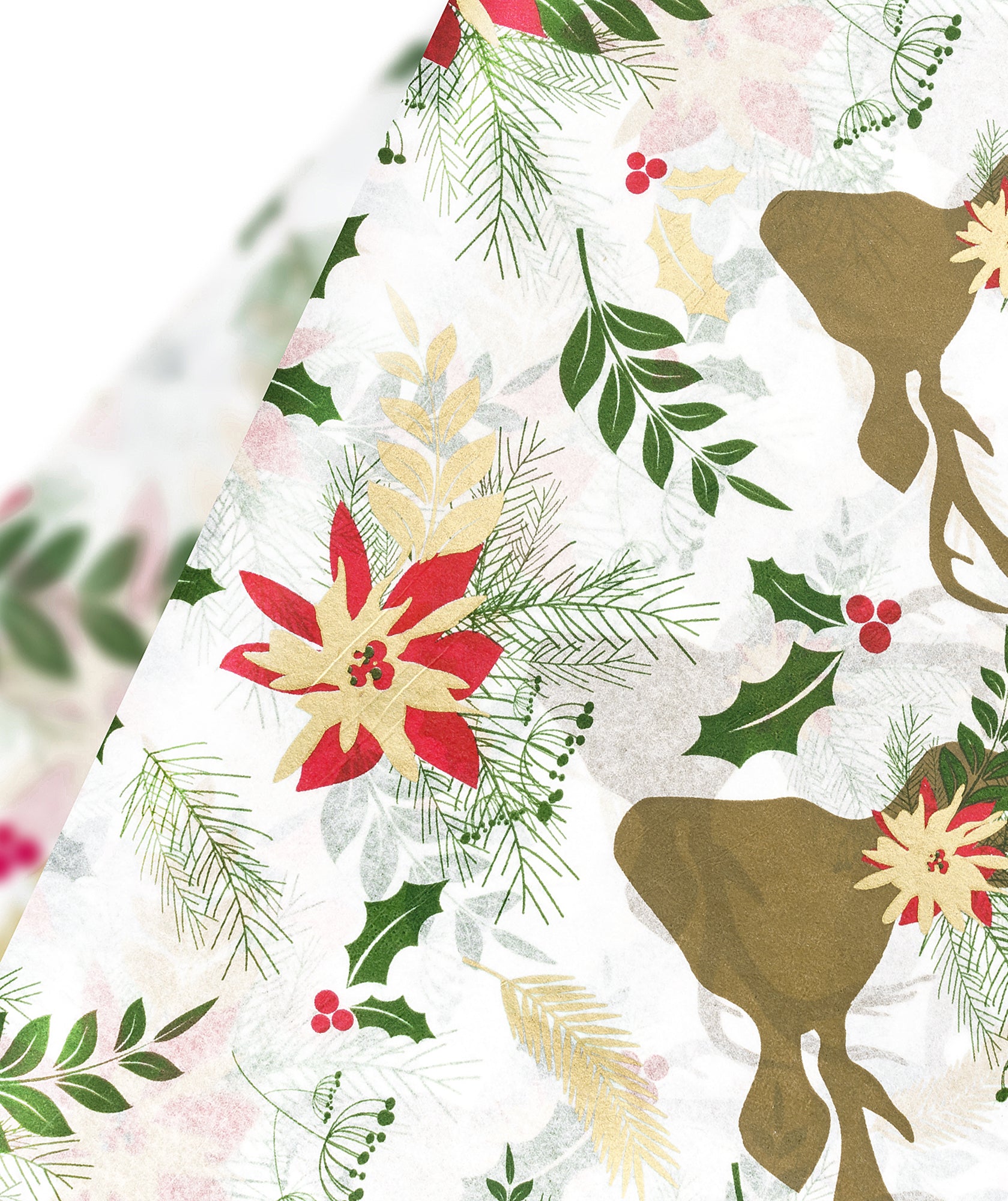 Christmas Reindeer & Flowers Tissue Paper 20" x 30" Bulk Wholesale Wrapaholic