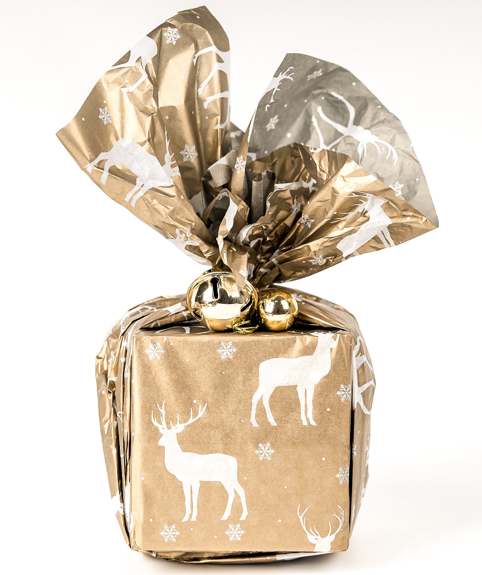 Christmas Reindeer Gold Tissue Paper 20" x 30" Bulk Wholesale Wrapaholic