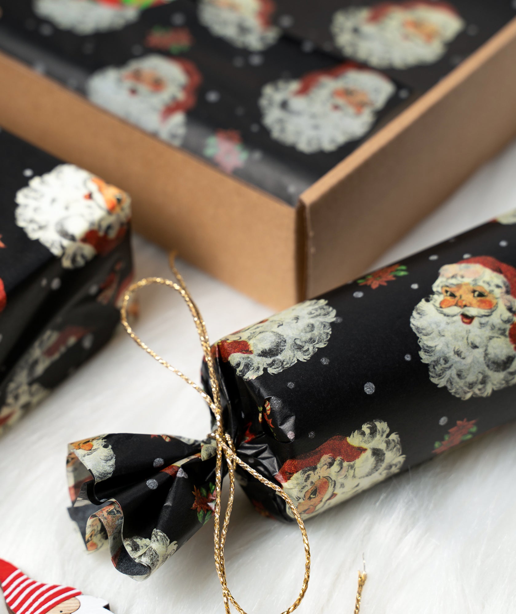 Christmas Santa Black & Red Tissue Paper 20" x 30" Bulk Wholesale Wrapaholic