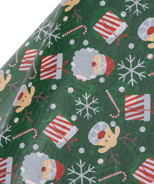 Christmas Santa Green Tissue Paper 20" x 30" Bulk Wholesale Wrapaholic
