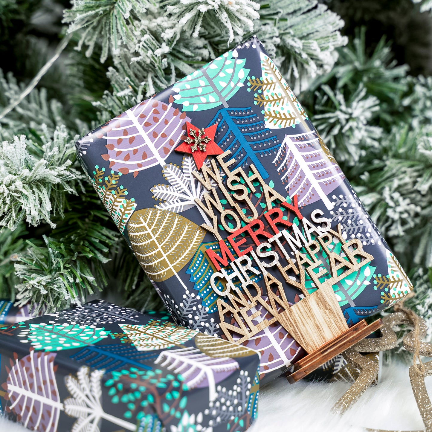 Dark Green Winter Forest Wrapping Paper Roll Wholesale Wrapholic