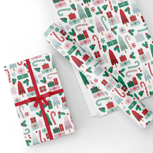 Christmas Red and Green Xmas Flat Wrapping Paper Sheet Wholesale Wraphaholic