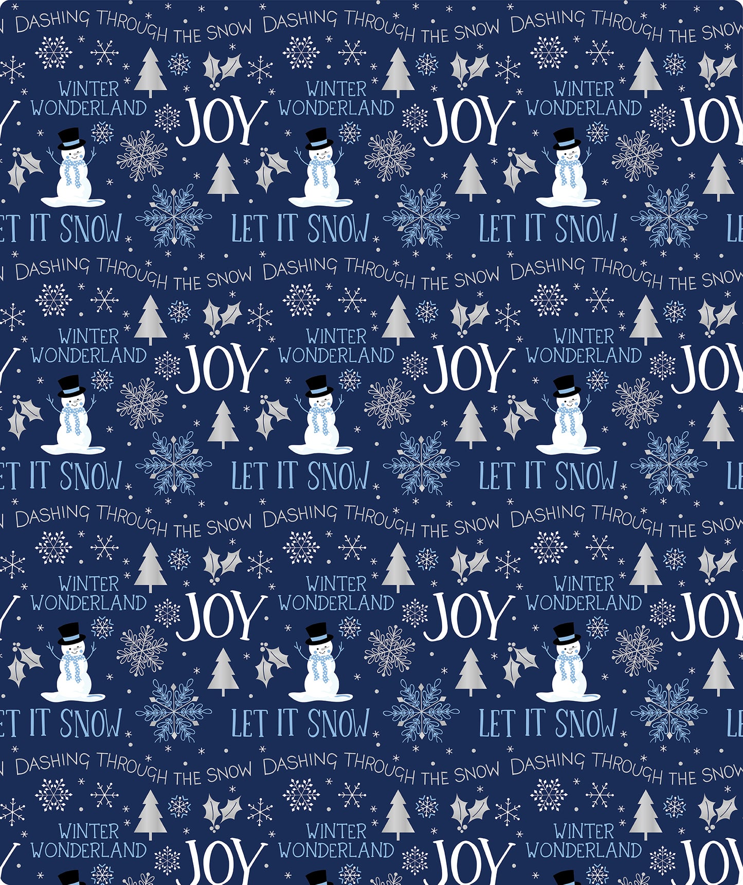 Deep Blue Joy Snowman Foil Wrapping Paper Roll Wholesale Wrapholic