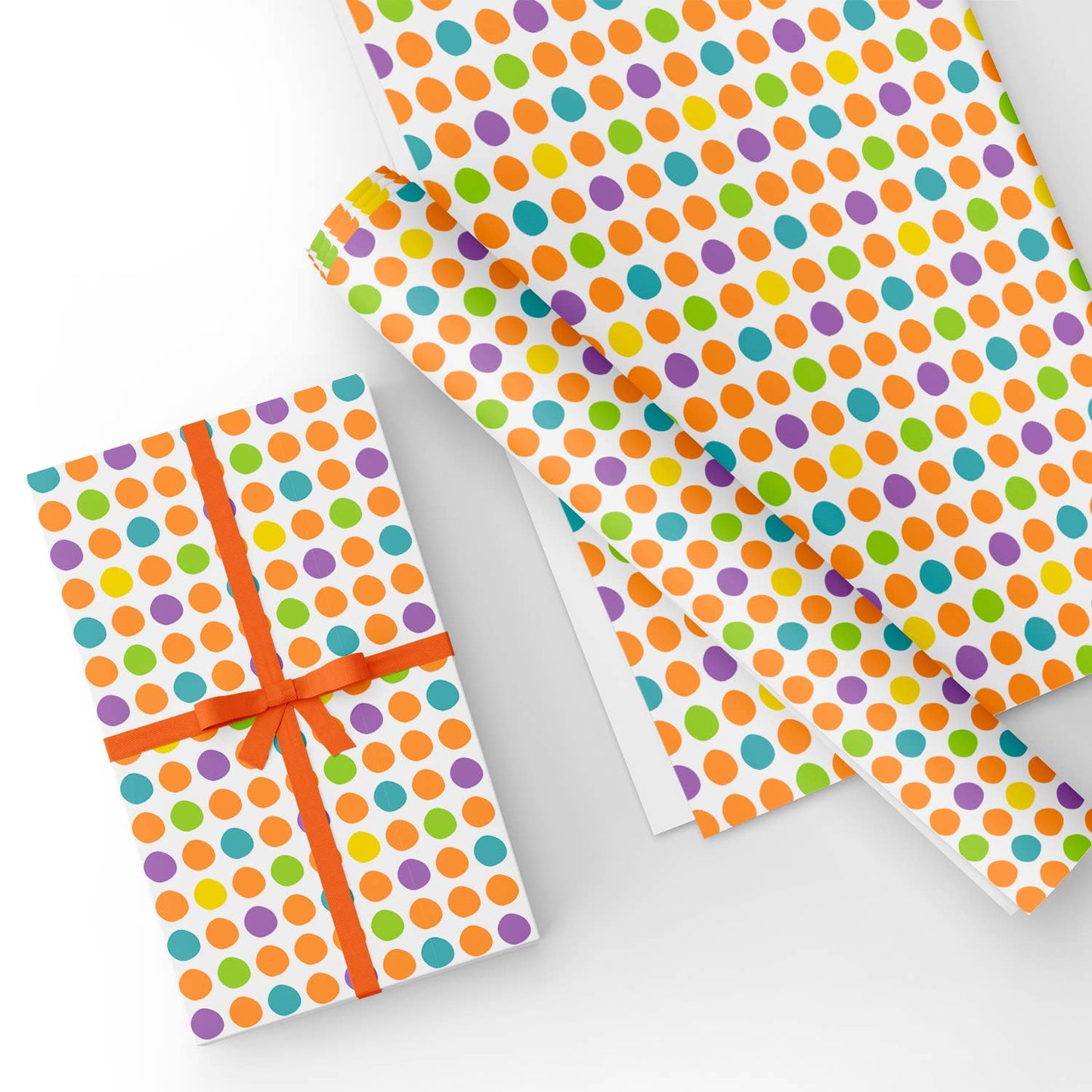 Coloured Polka Dot  Flat Wrapping Paper Sheet Wholesale Wraphaholic