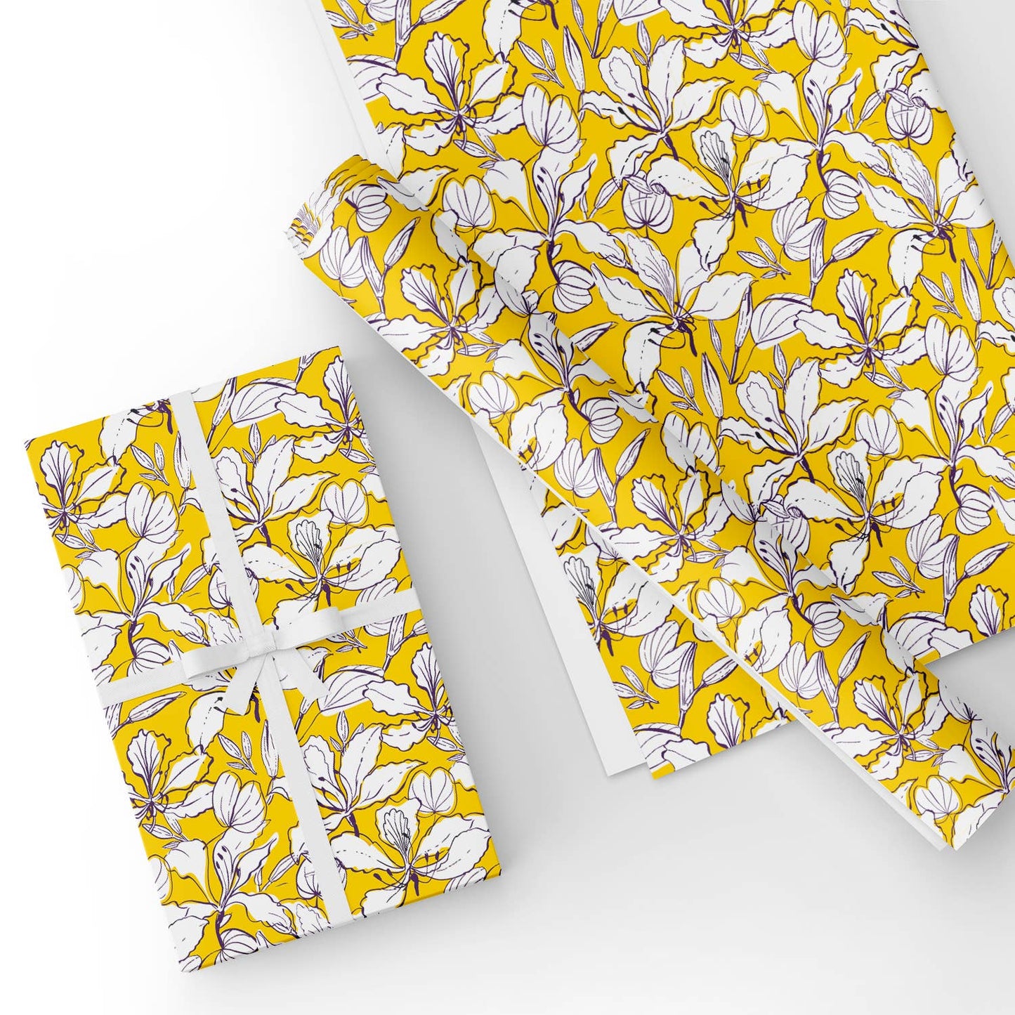 Lily in Bright Yellow Flat Wrapping Paper Sheet Wholesale Wraphaholic