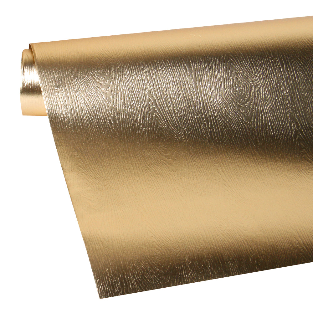 Embossed Wood Grain Wrapping Paper Roll Glossy Gold Ream Wholesale Wrapaholic