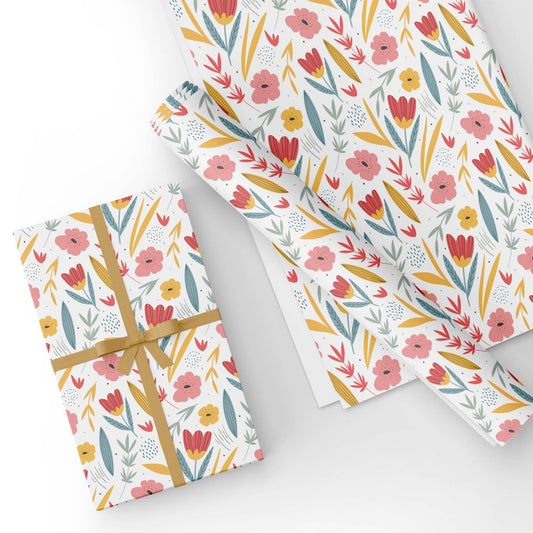 Spring Flower Flat Wrapping Paper Sheet Wholesale Wraphaholic