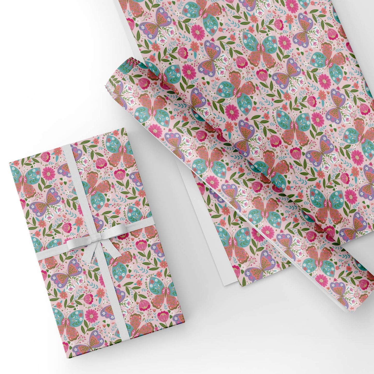 Colored Butterfly Flat Wrapping Paper Sheet Wholesale Wraphaholic