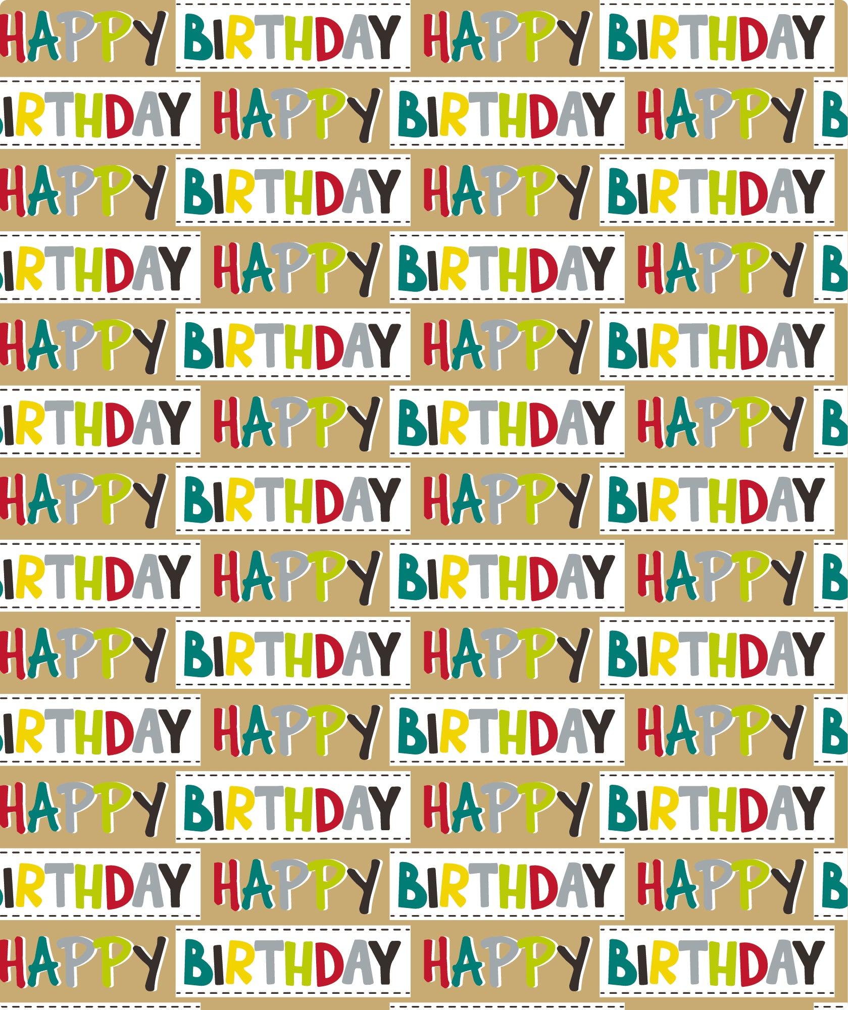 Happy Birthday Lettering Eco-friendly Kraft Wrapping Paper Recycled RUSPEPA