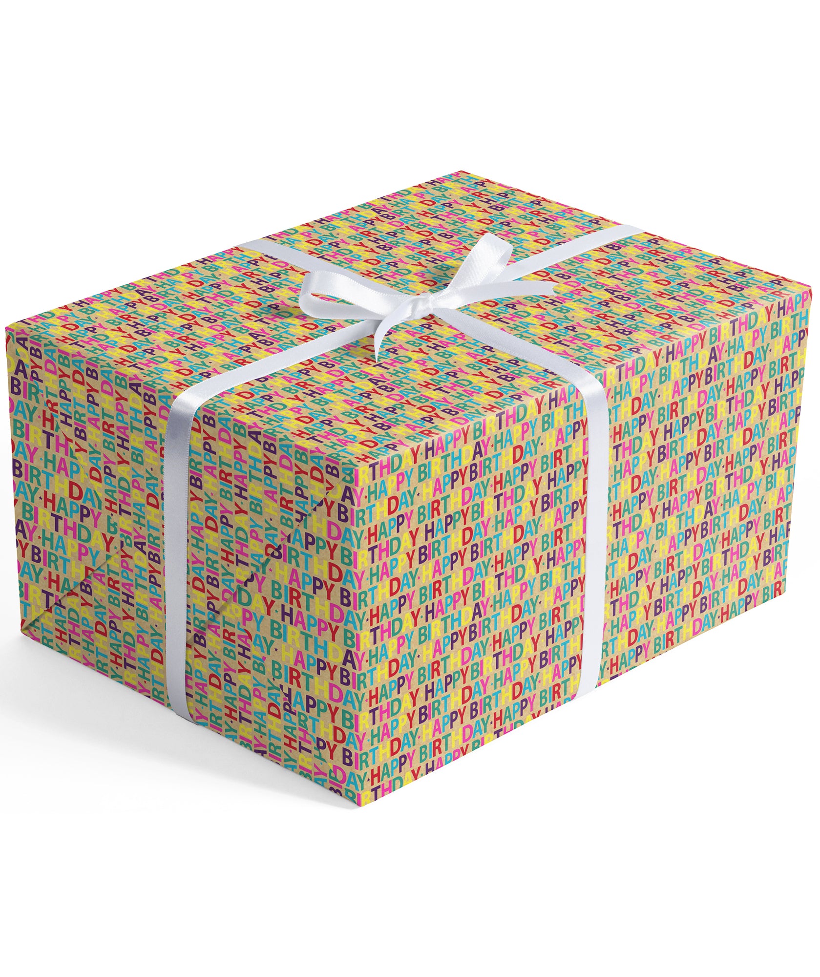 Happy Birthday Repeat Lettering Eco-friendly Kraft Wrapping Paper Recycled RUSPEPA