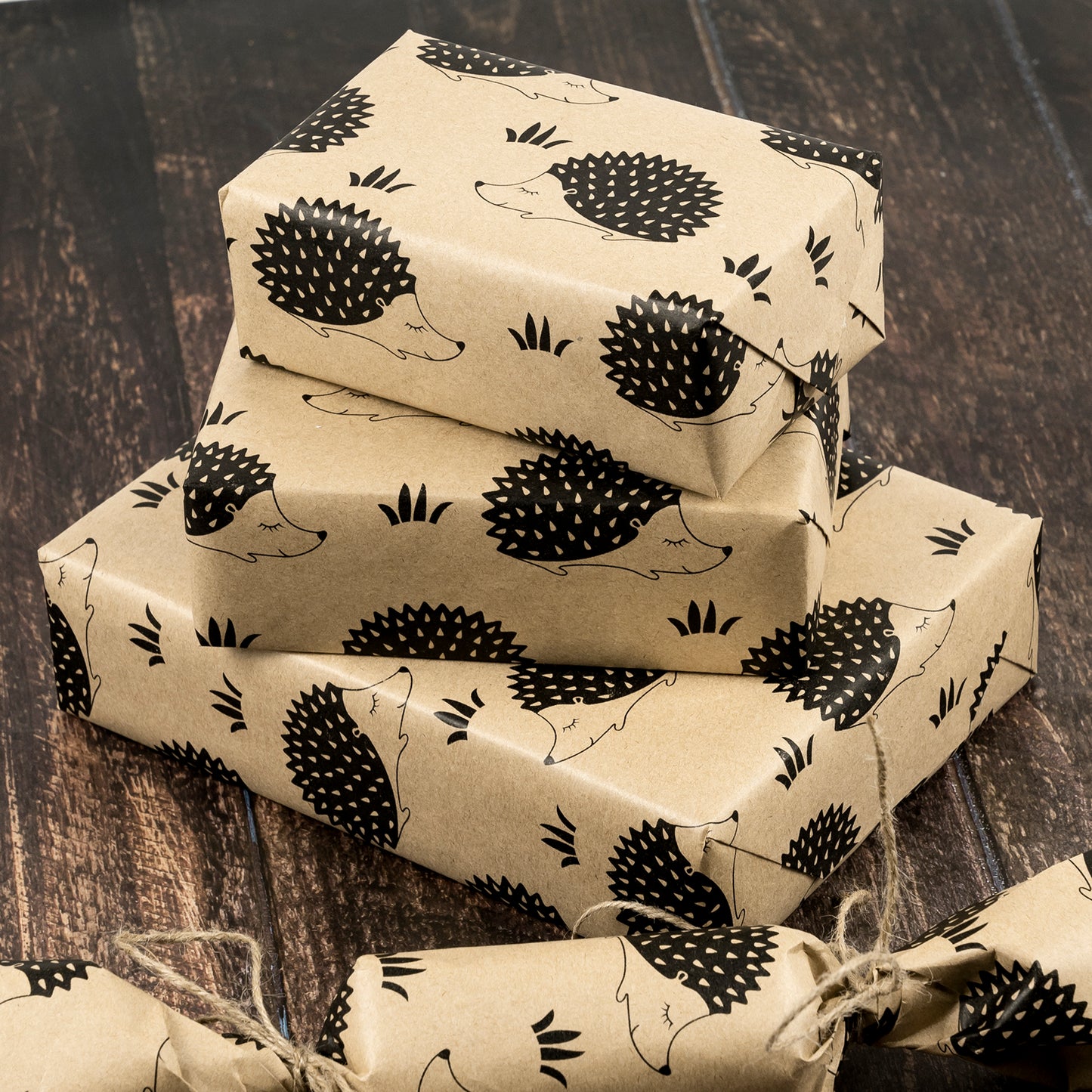 Hedgehog Black Ink Eco-Friendly Kraft Wrapping Paper Recycled RUSPEPA