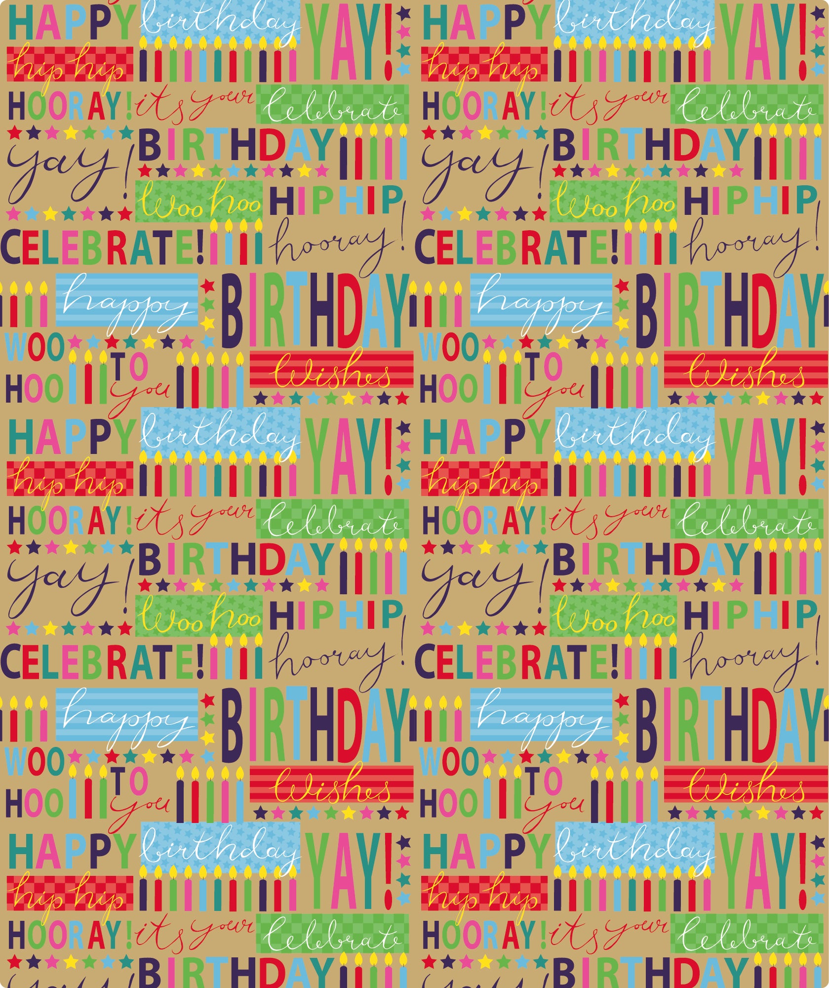 Hooyay Birthday Candle Eco-Friendly Kraft Wrapping Paper Recycled RUSPEPA