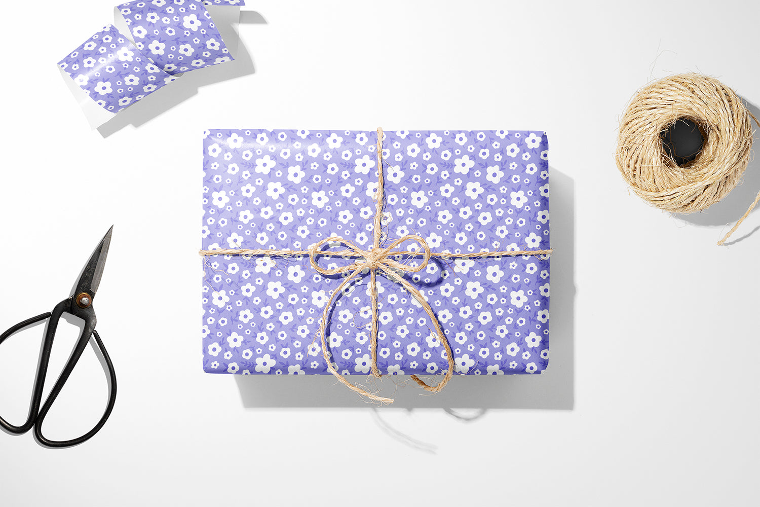 Lavender Cartoon Flower Flat Wrapping Paper Sheet Wholesale Wraphaholic