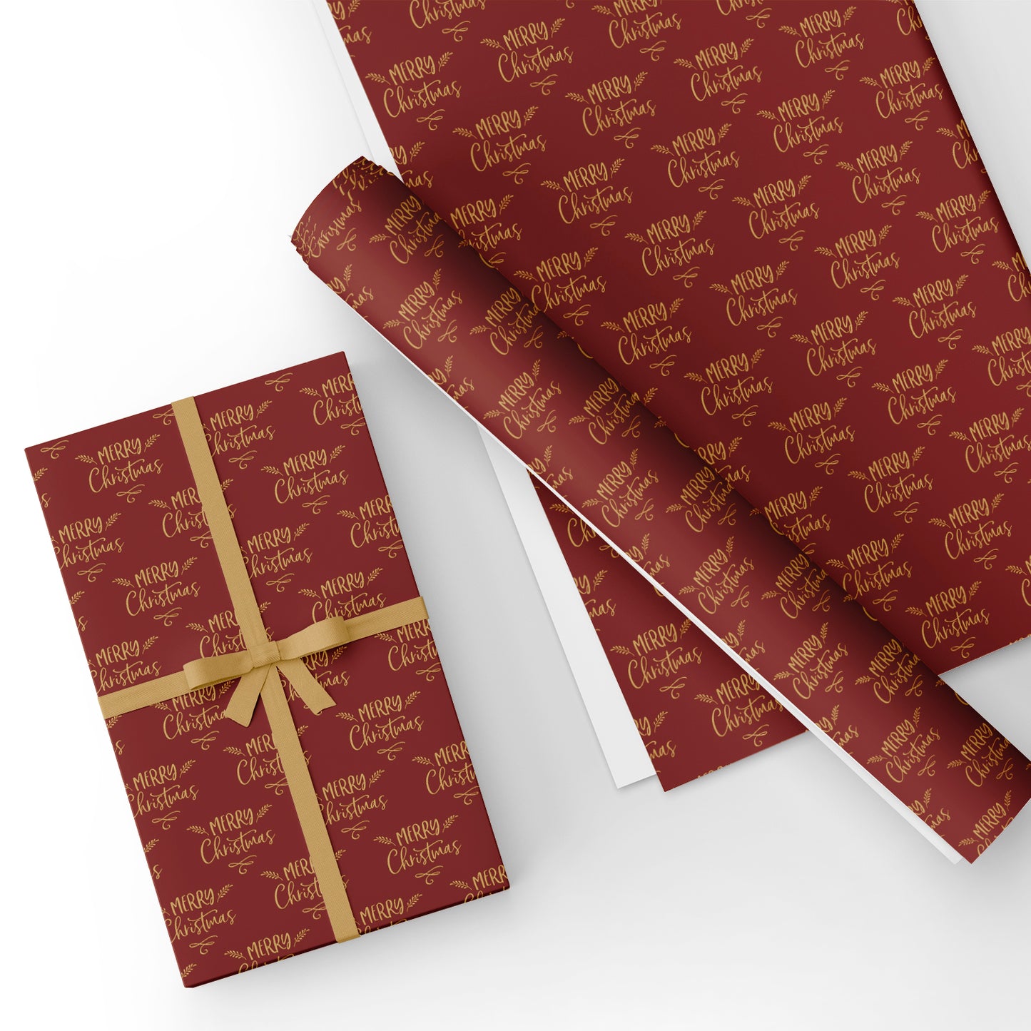 Merry Christmas in Red Flat Wrapping Paper Sheet Wholesale Wraphaholic