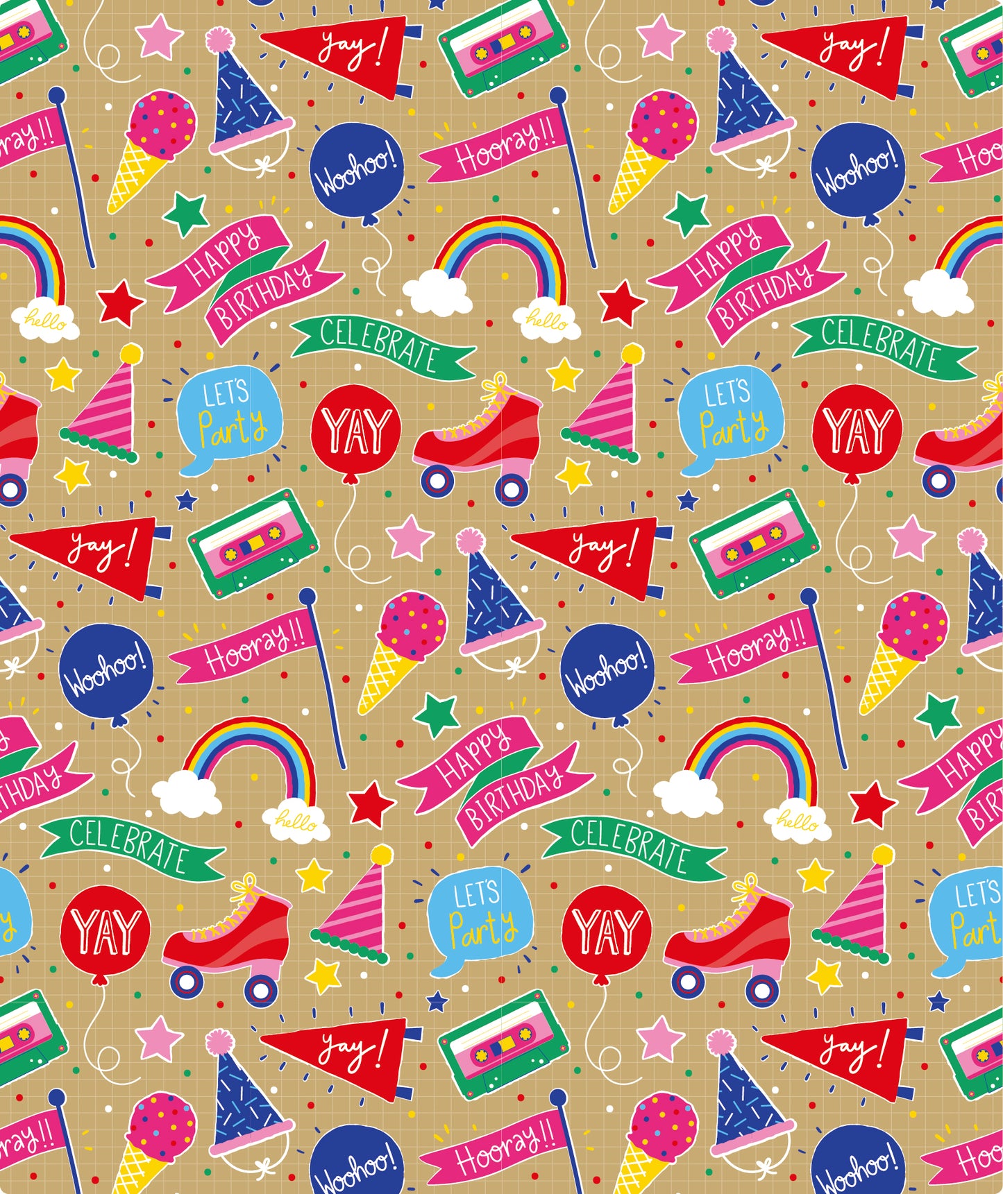 Music Gilrs Birthday Party Eco-friendly Kraft Wrapping Paper Recycled RUSPEPA