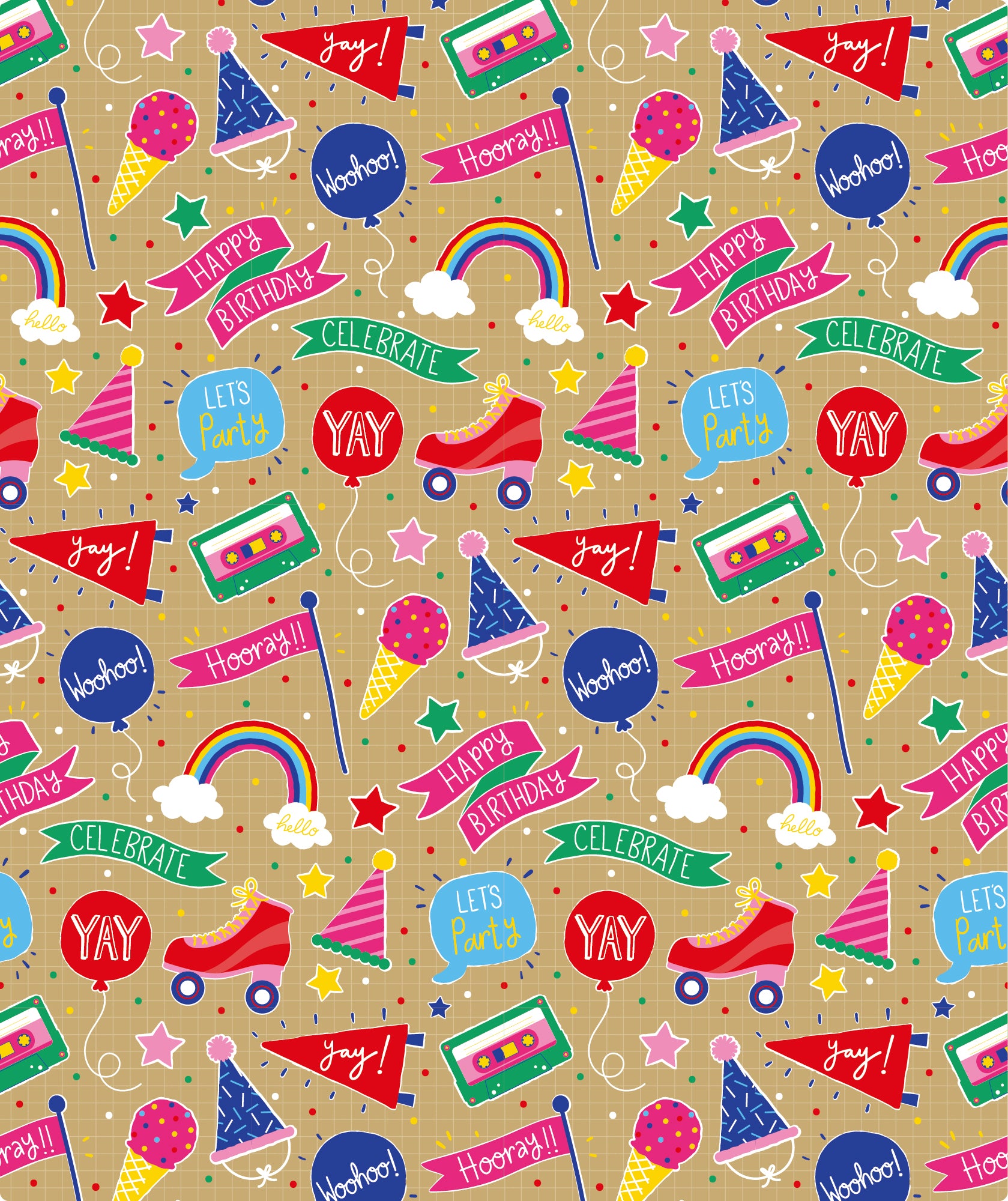 Music Gilrs Birthday Party Eco-friendly Kraft Wrapping Paper Recycled RUSPEPA