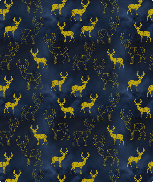 Navy Blue Foil Christmas Wrapping Paper Roll Navy Reindeer