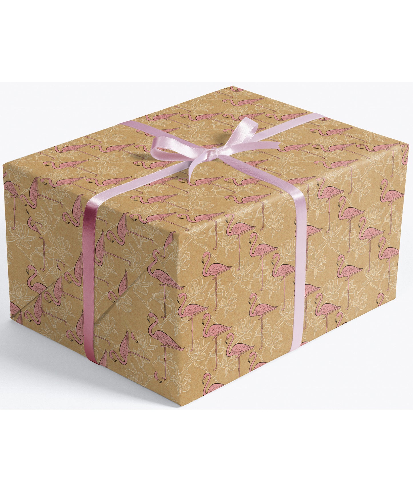 Pink Flamingo Eco-Friendly Kraft Wrapping Paper Recycled RUSPEPA