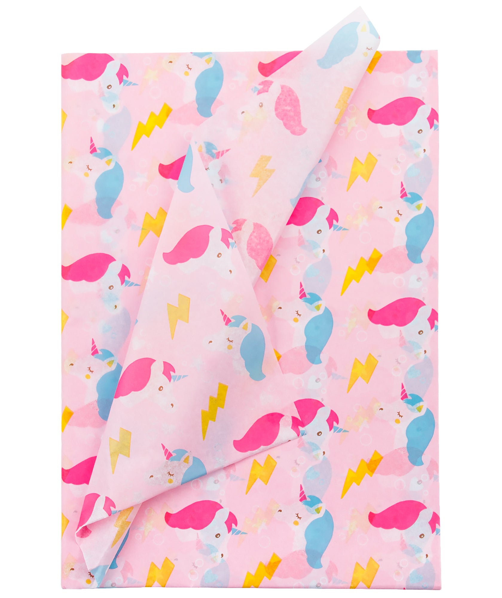 Pink Flash Unicorn Gril's Birthday Tissue Paper 20" x 30" Bulk Wholesale Wrapaholic