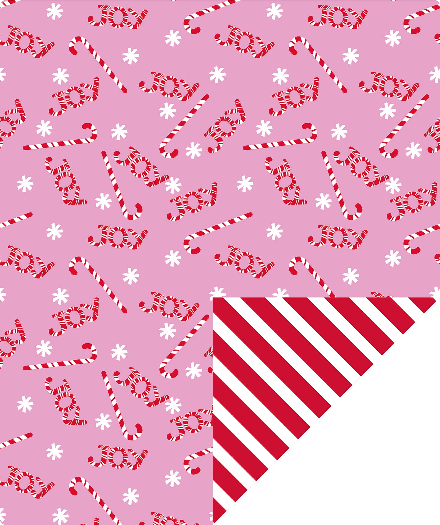 Pink Joy Candy Wrapping Paper Roll with Red ＆ White Diagonal Stripes on Reverse Wholesale Wrapholic