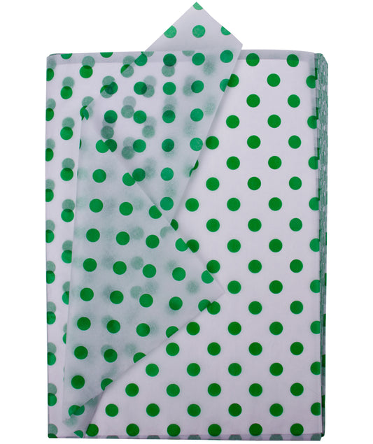Polka Dot Green Tissue Paper 20" x 30" Bulk Wholesale Wrapaholic