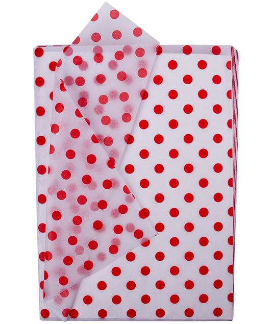 Polka Dot Red Tissue Paper 20" x 30" Bulk Wholesale Wrapaholic