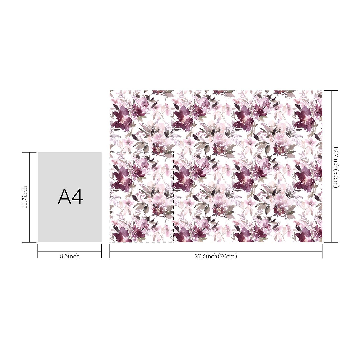 Purple Watercolor Flowers Flat Wrapping Paper Sheet Wholesale Wraphaholic