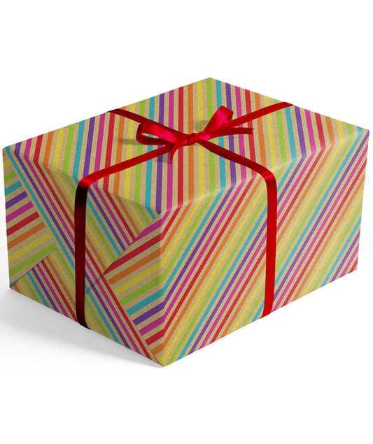 Rainbow Stripe Eco-friendly Kraft Wrapping Paper Recycled RUSPEPA