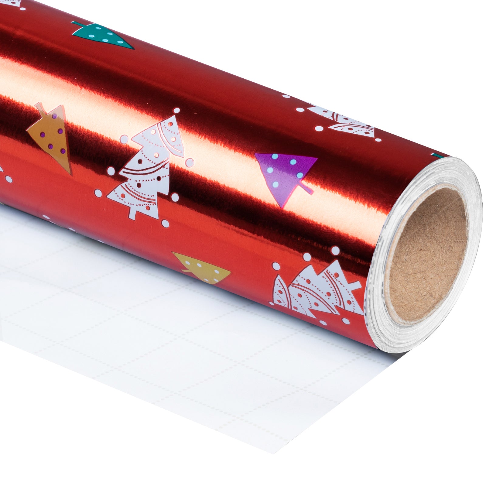 Red Christmas Tree Foil Wrapping Paper Roll Wholesale Wrapholic