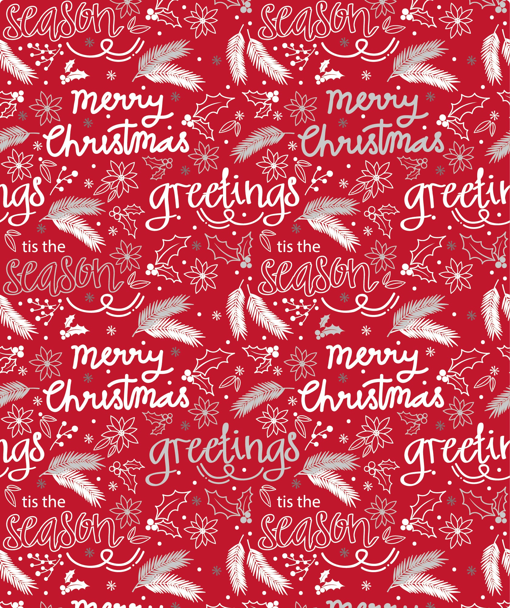Red ＆ White Christmas Greeting Foil Wrapping Paper Roll Wholesale Wrapholic
