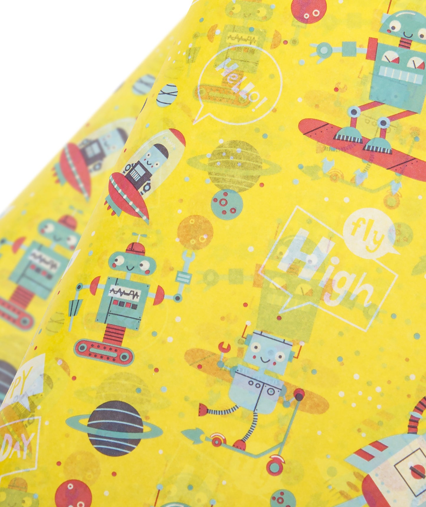 Rocket Bot Bright Yellow Birthday Tissue Paper 20" x 30" Bulk Wholesale Wrapaholic