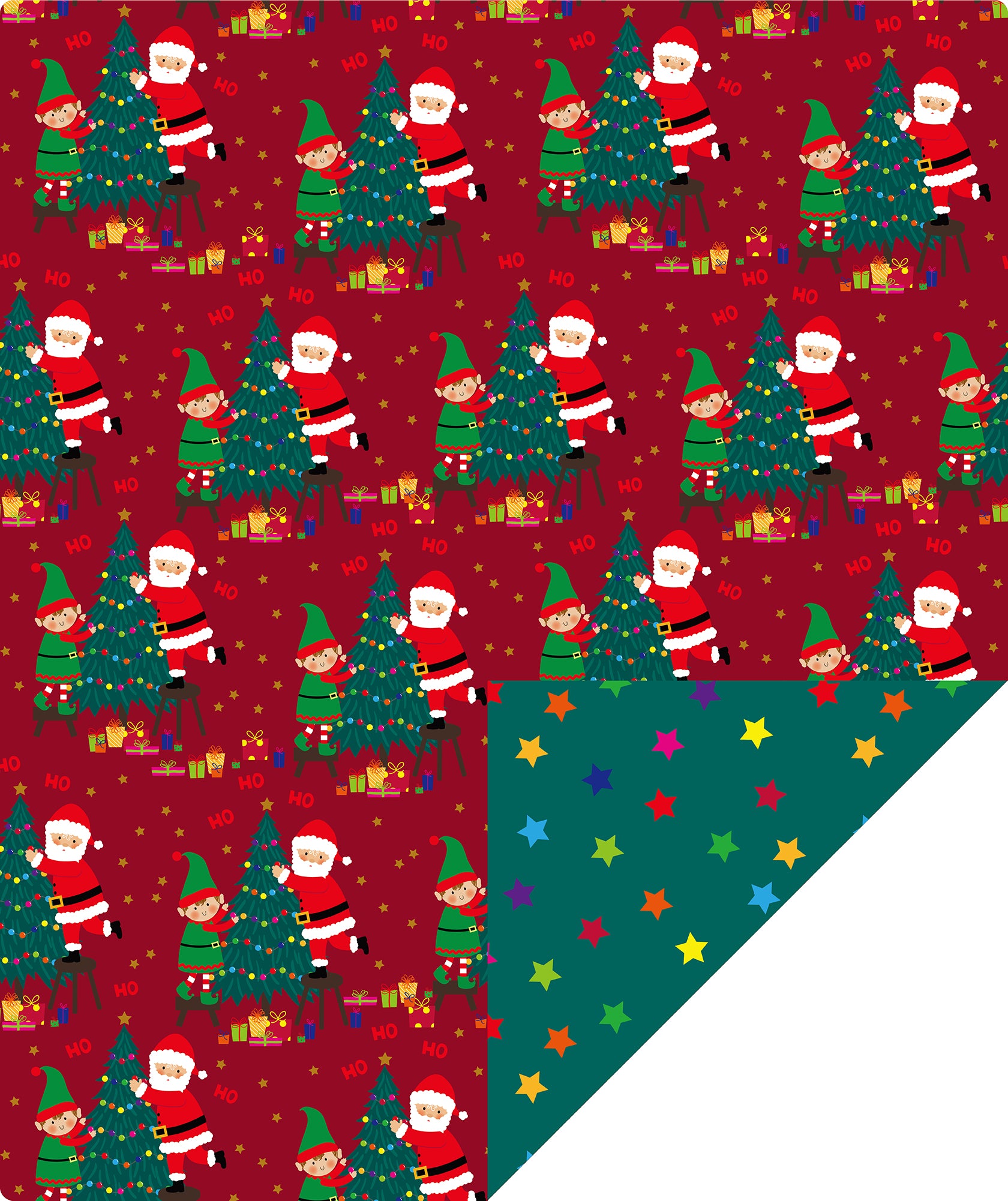 Snowscape Wrapping Paper Roll with Gray Christmas Tree on Reverse Wholesale Wrapholic
